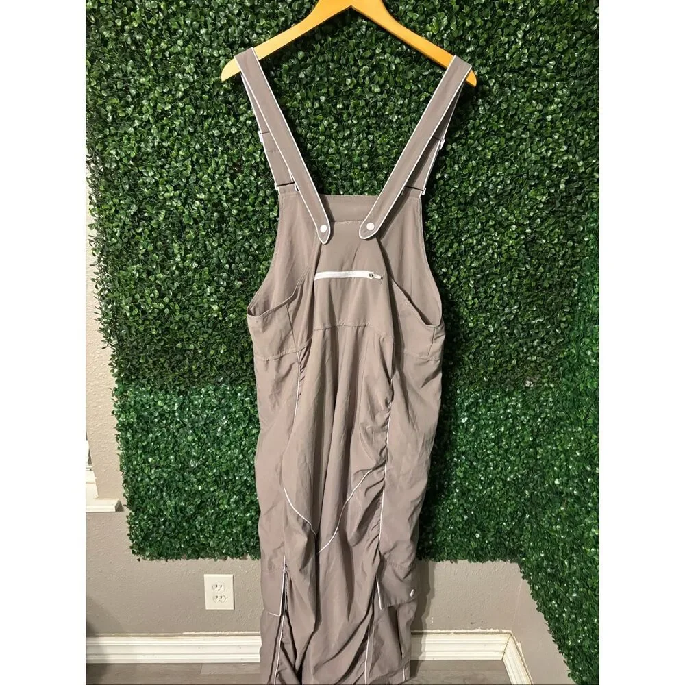 Free People Taupe Wide-Leg Utility Overalls